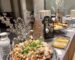 Chilled shrimp and cheese display showing full-service holiday catering