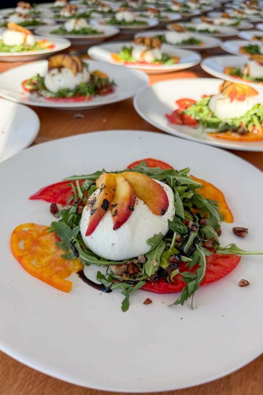 Burrata with grilled peach