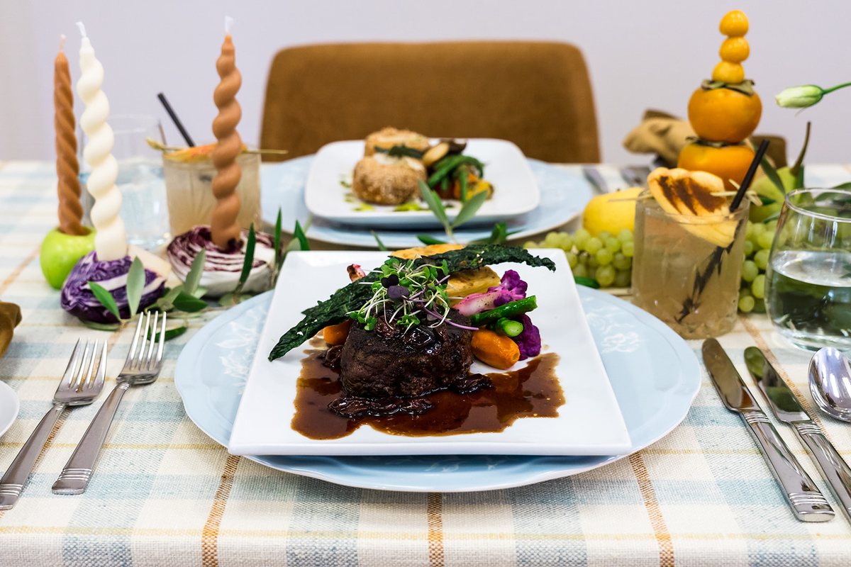 Filet mignon, seasonal vegetables